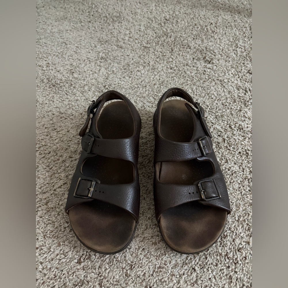 SAS Men's Dark Brown Double-Strap Buckle Sandals
